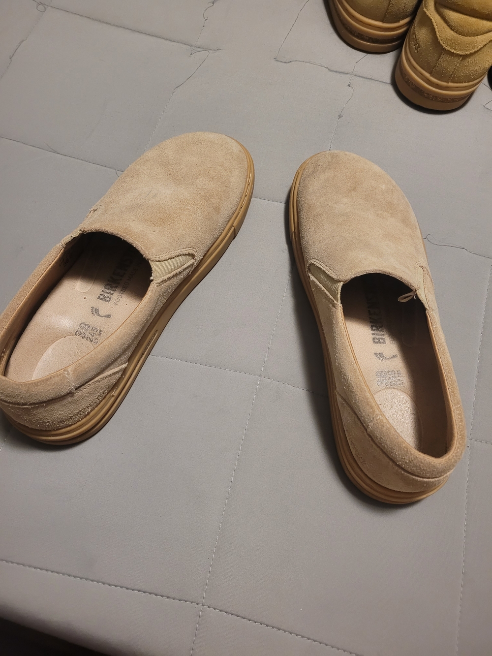 Birkenstock Beige Suede Slip-On Flats